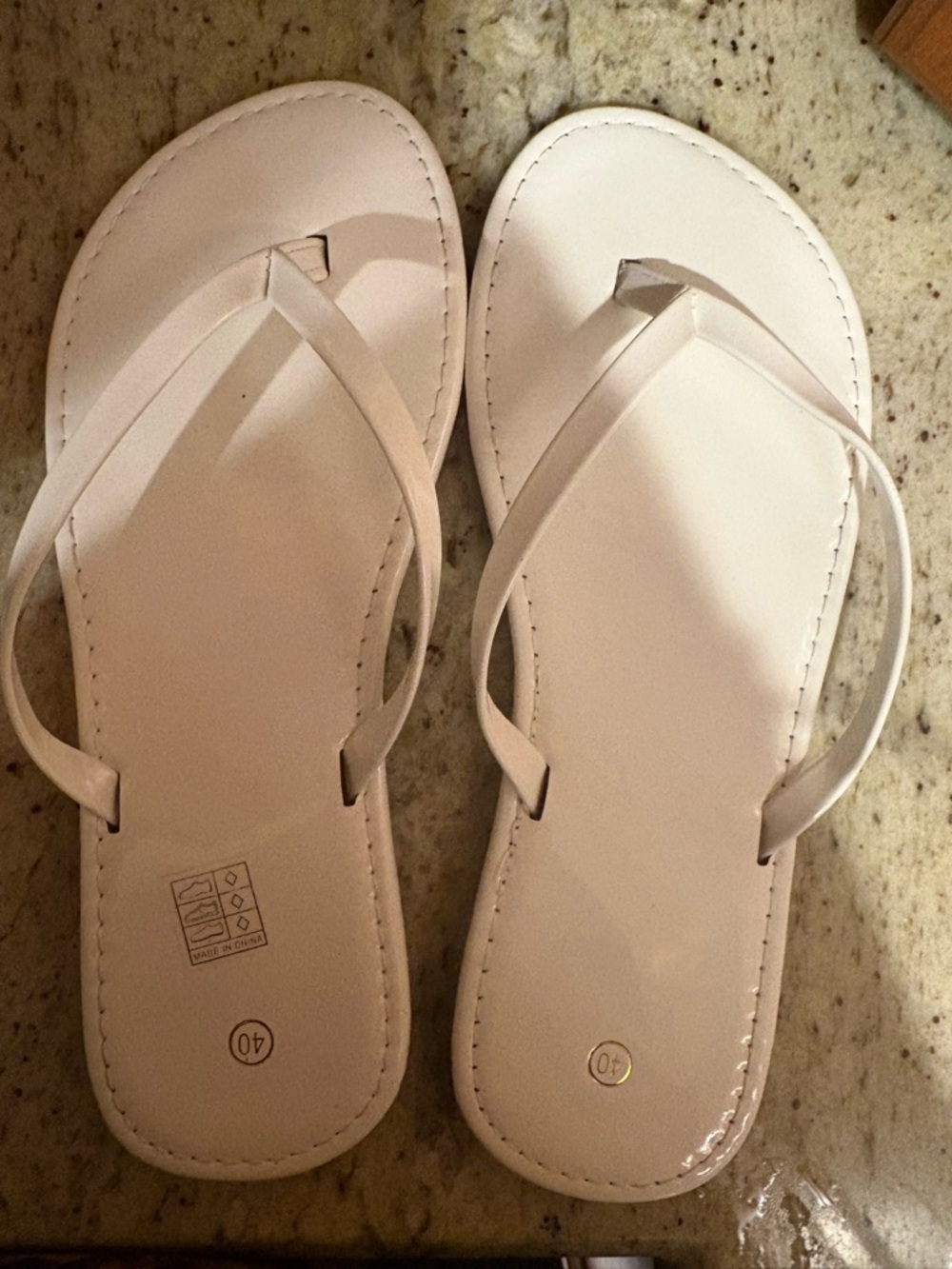 Women's White Flip Flop Sandals with Slim Straps